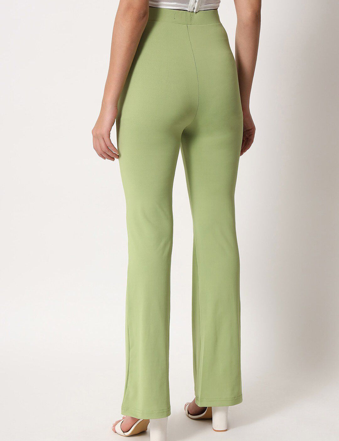 Kotty Women Green Relaxed Straight Leg High Rise Easy Wash Trouser