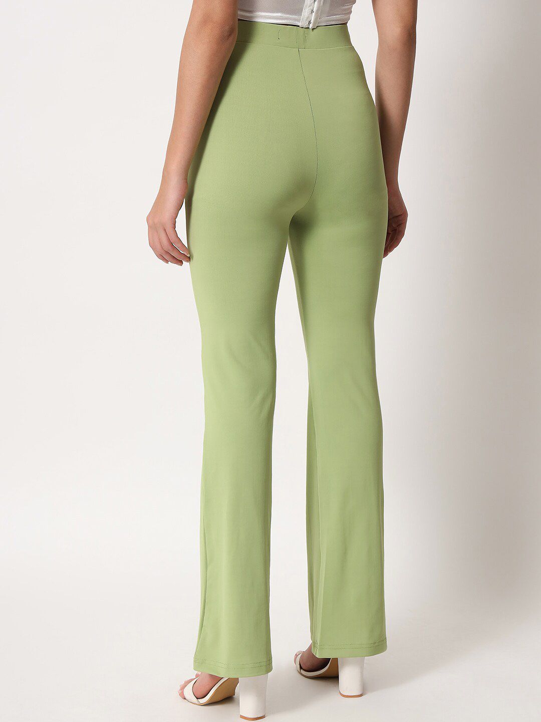 Kotty Women Green Relaxed Straight Leg High Rise Easy Wash Trouser