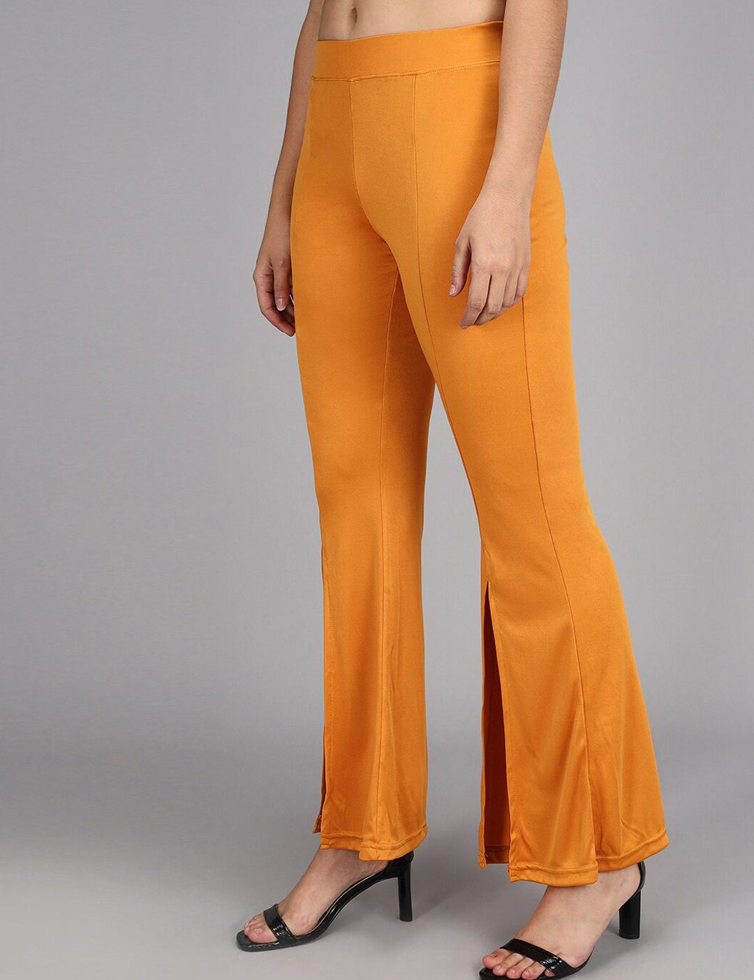 Kotty Women Yellow Flared High-Rise Bootcut Trousers