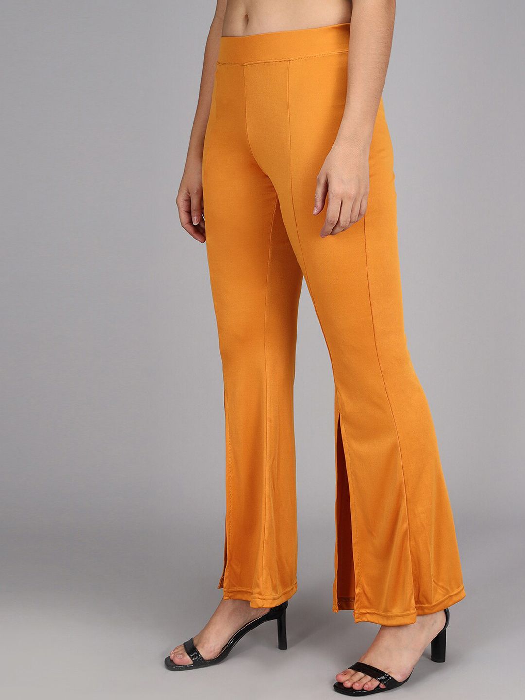 Kotty Women Yellow Flared High-Rise Bootcut Trousers