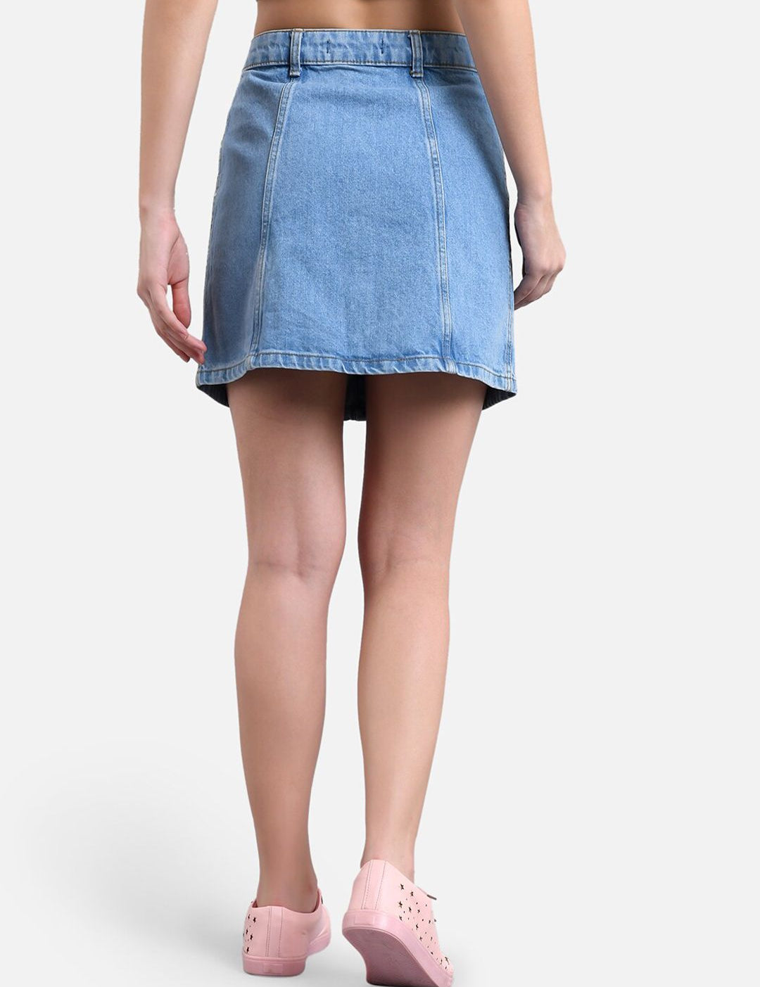 Kotty Women Blue Solid Denim Mini A-Line Skirt