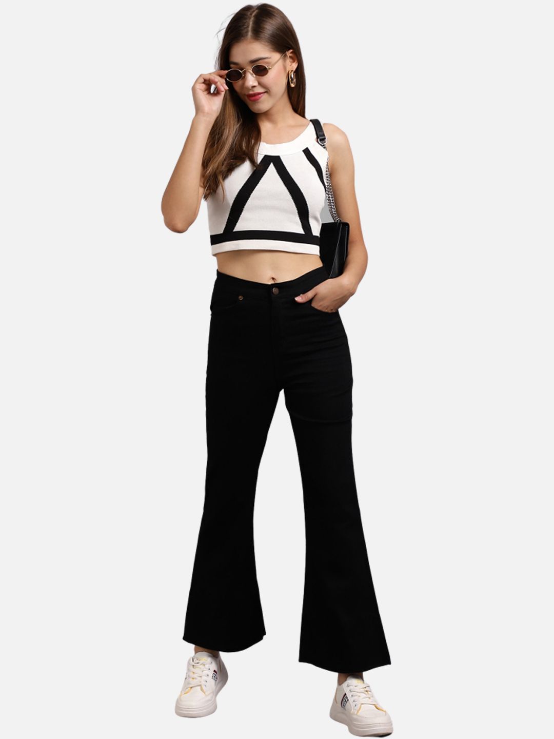 Kotty Women Flared High-Rise Cotton Lycra Stretchable Jeans