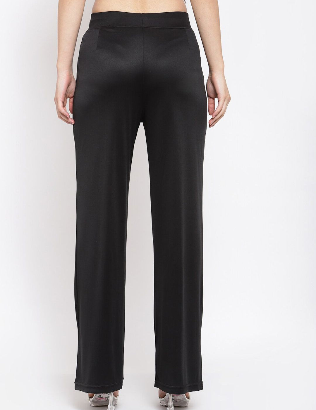 Kotty Women Black Flared High-Rise Bootcut Trousers