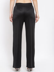 Kotty Women Black Flared High-Rise Bootcut Trousers