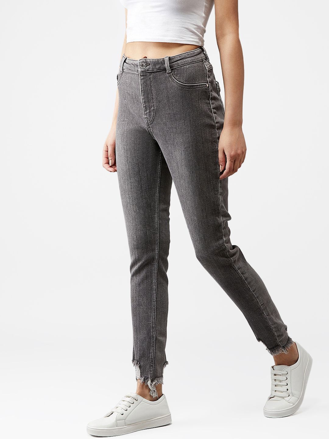 Kotty Women Grey Skinny Fit High-Rise Clean Look Jeans
