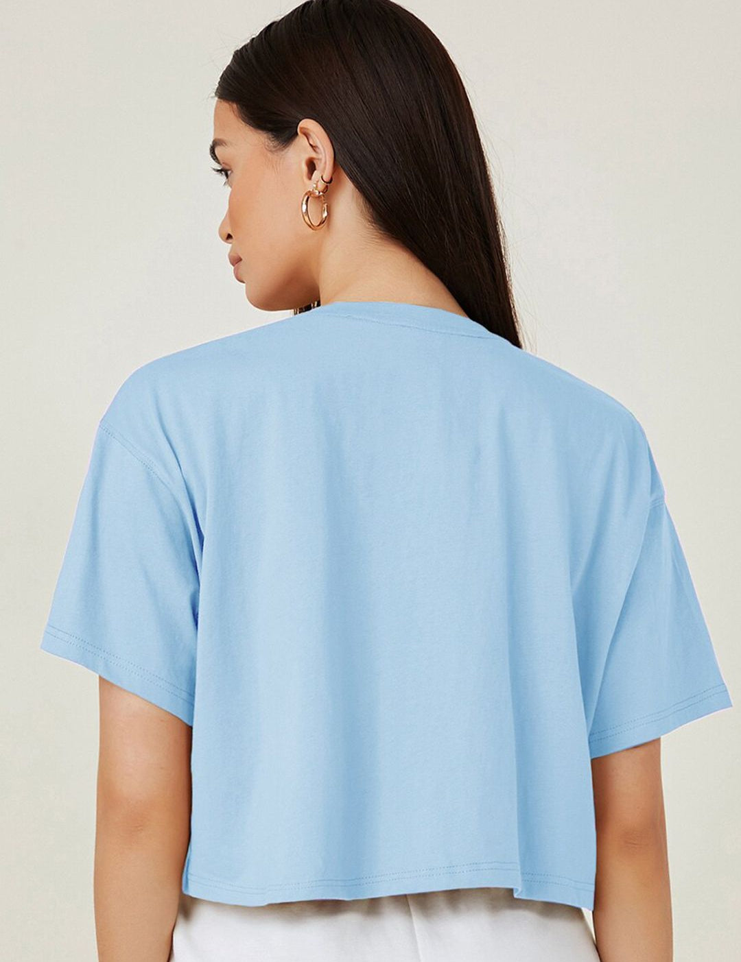 KOTTY Basics Round Neck Crop Oversized T-shirt