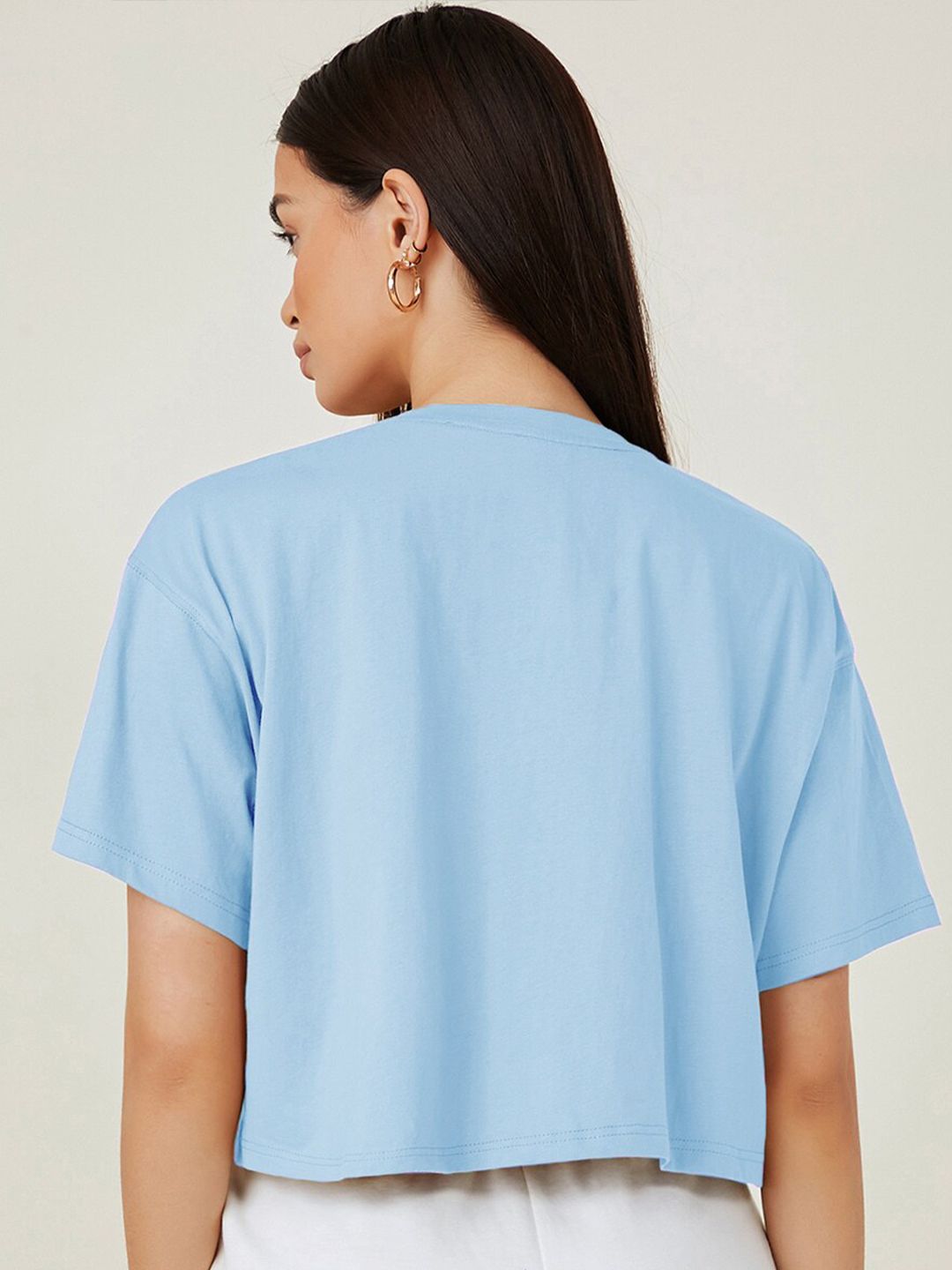 KOTTY Basics Round Neck Crop Oversized T-shirt