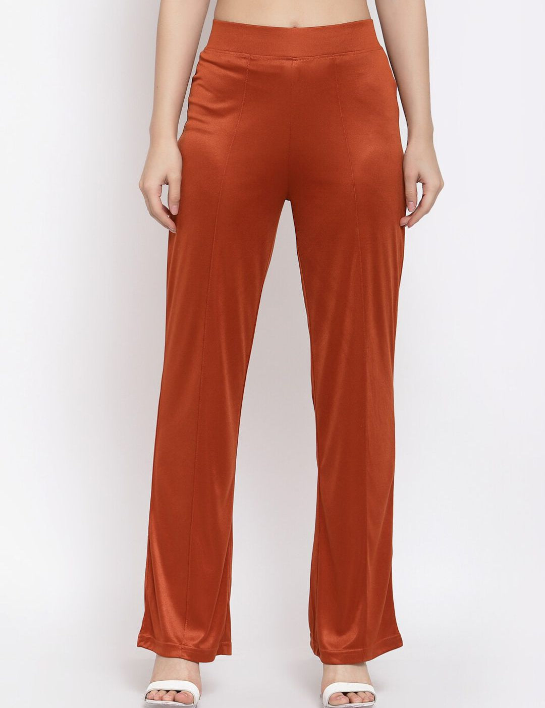 Kotty Women Orange Flared High-Rise Parallel Trousers