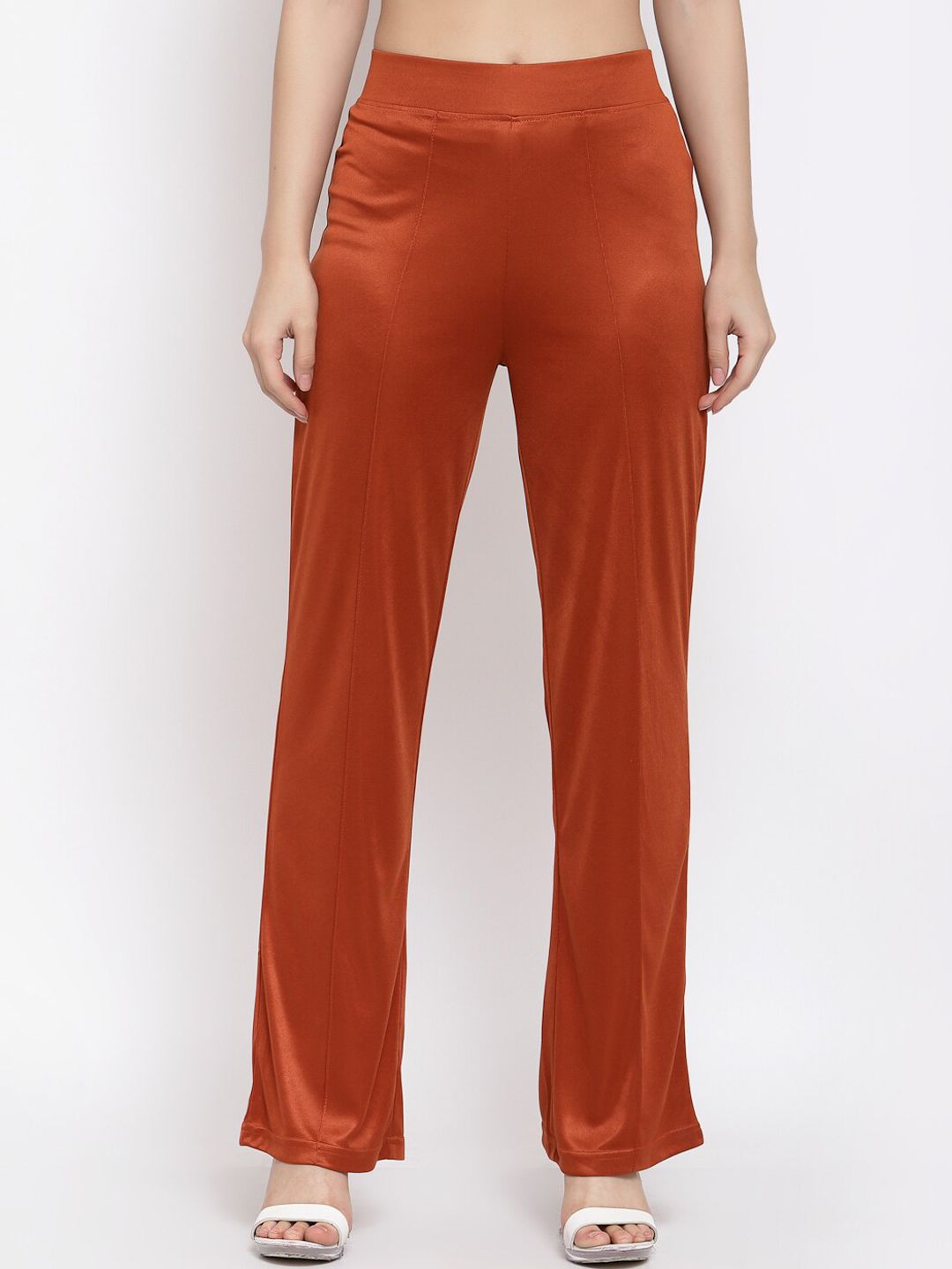 Kotty Women Orange Flared High-Rise Parallel Trousers