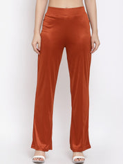 Kotty Women Orange Flared High-Rise Parallel Trousers