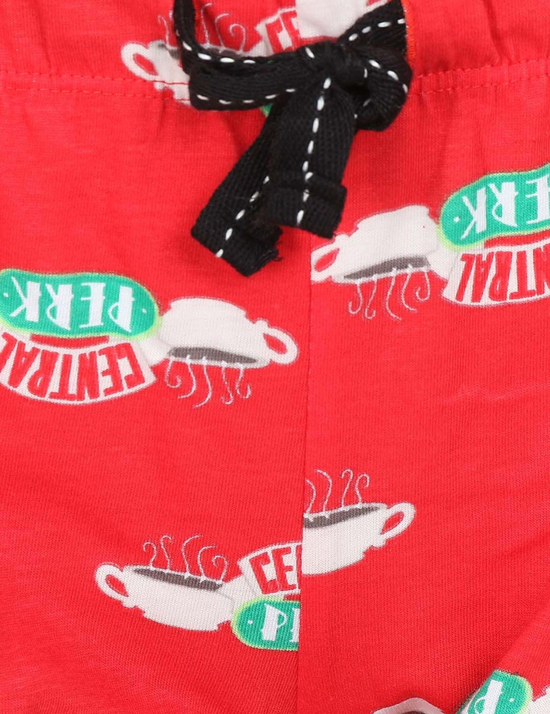 Kotty Women Red & Off-White Printed Lounge Shorts