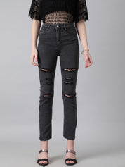 Kotty Women Slim Fit High-Rise Slash Knee Stretchable Jeans
