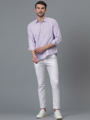 Kotty White & Blue New Gingham Checks Checked Spread Collar Casual Shirt