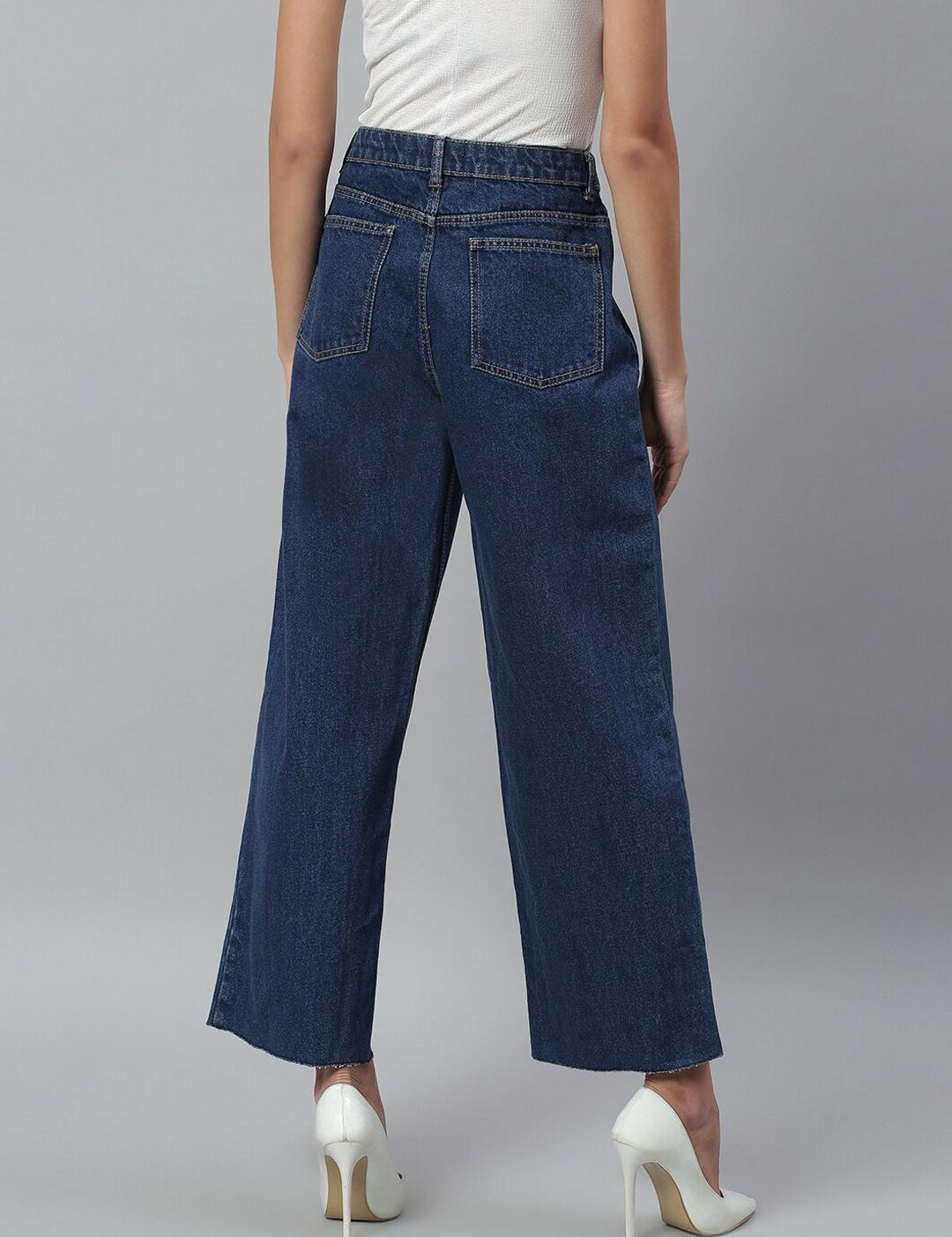 Kotty Women Navy Blue No Fade Clean Look Flared Jeans