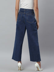Kotty Women Navy Blue No Fade Clean Look Flared Jeans