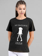 Kotty Women Black & White Printed Round Neck T-shirt