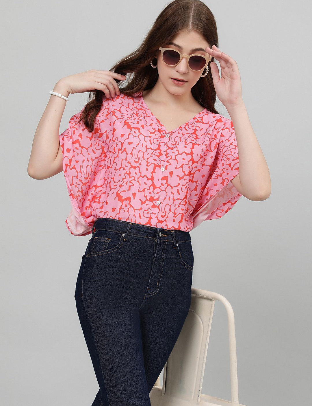 Kotty Batwing Sleeves Printed Top