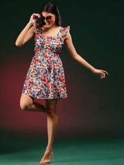 Kotty Floral Printed Fit & Flare Mini Dress