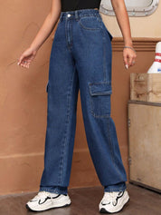 Kotty Women Blue Jean Straight Fit High-Rise Light Fade Stretchable Jeans