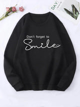 Kotty Round Neck Alphanumeric Printed Fleece Sweatshirt