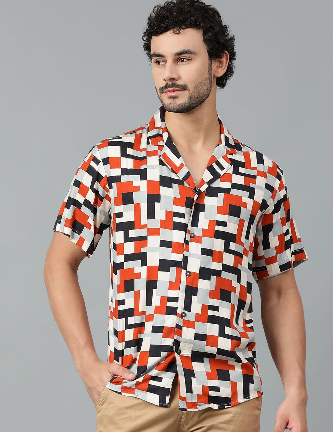 Kotty Men Geometric Printed Casual Shirt