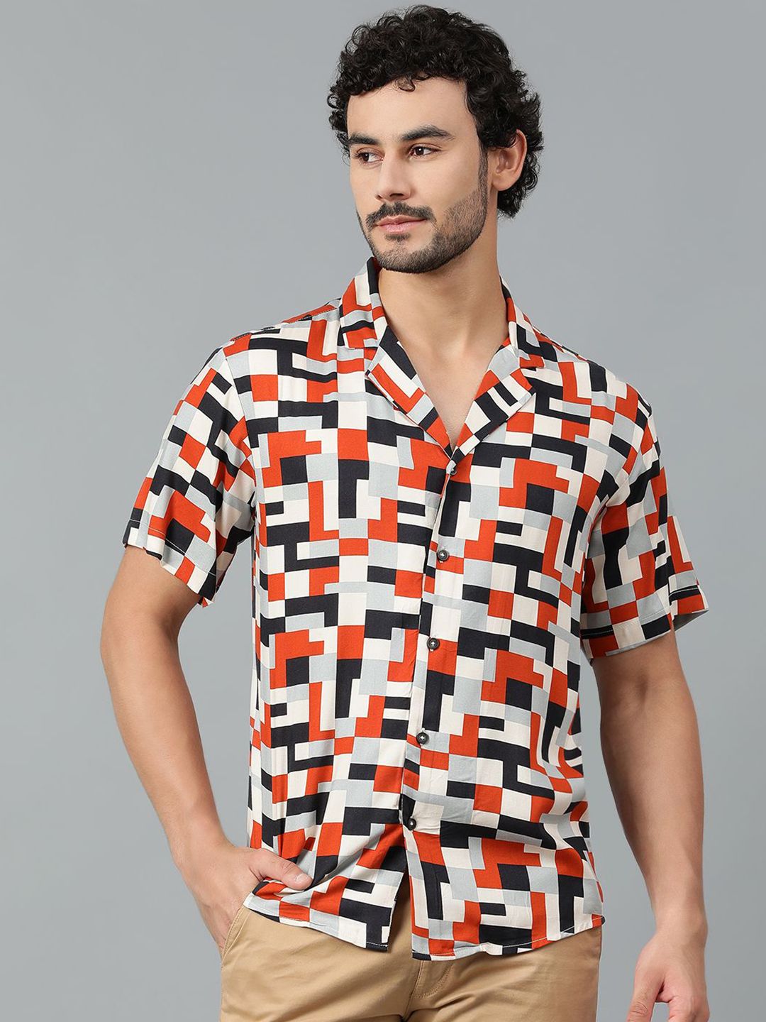 Kotty Men Geometric Printed Casual Shirt