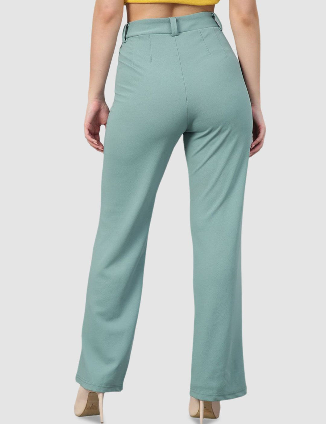 KOTTY BIZwear Women Relaxed Straight Leg Straight Fit High-Rise Easy Wash Trousers