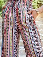 Kotty Women Striped Straight Fit High-Rise Easy Wash Cotton Parallel Trousers