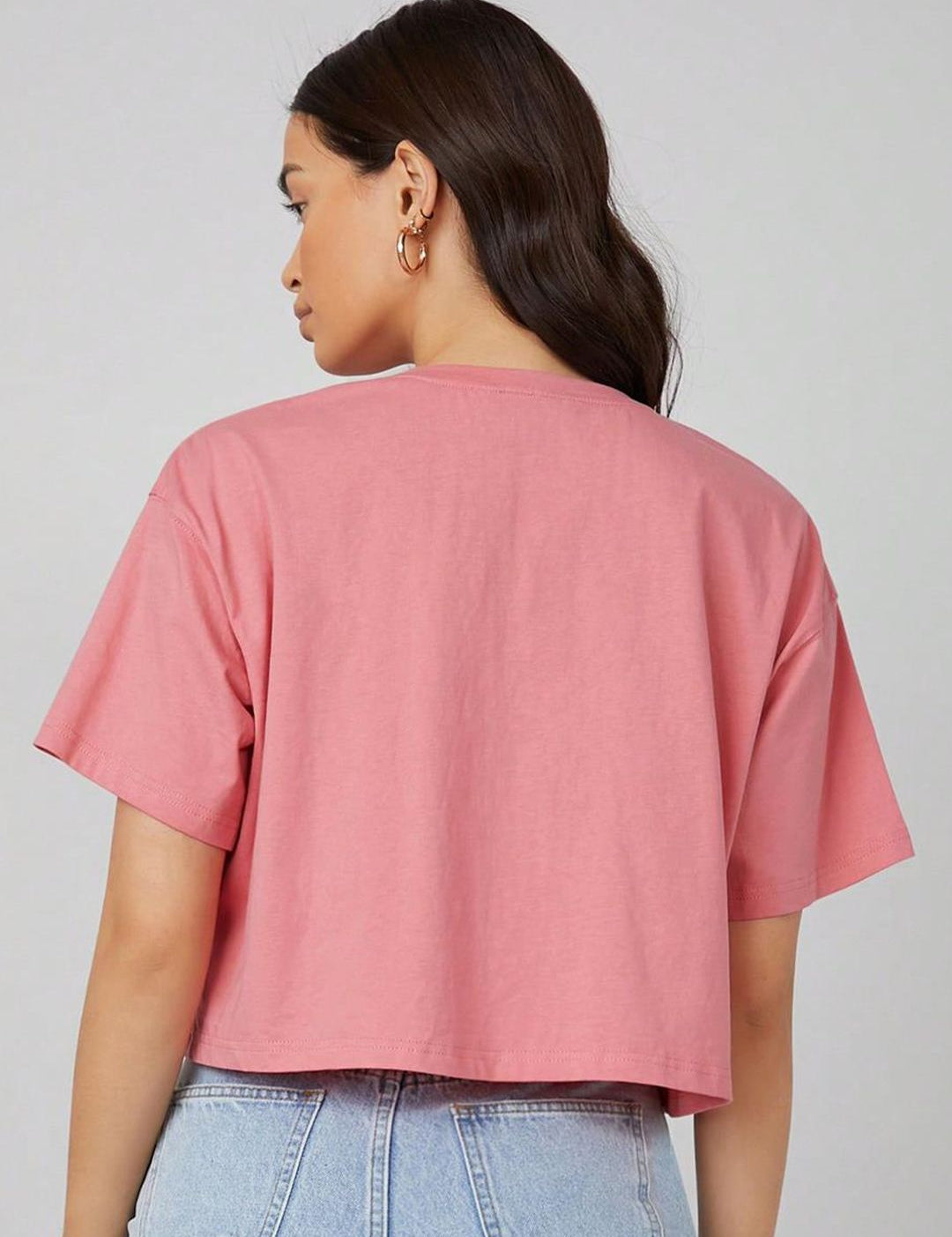 Kotty Graphic Printed Round Neck Crop Oversized T-shirt