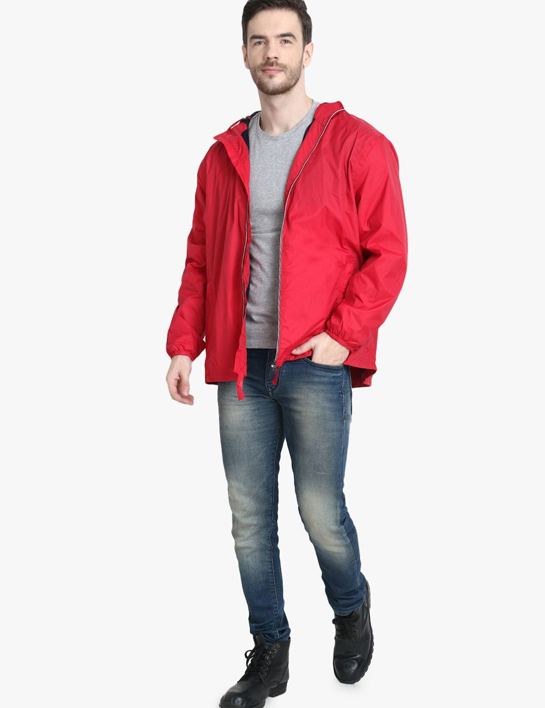 Kotty Men Red Solid Windcheater Padded Jacket