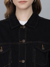 Kotty Women Black Lightweight Cotton Denim Jacket