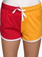 Kotty Women Pack Of 2 Multicoloured Colourblocked Regular Fit Hot Pants