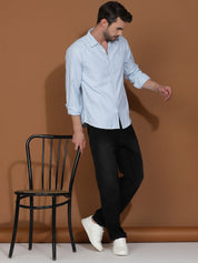 Kotty Blue New Spread Collar Checked Casual Shirt