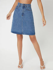 Kotty Cotton Lycra Denim A-Line Skirt