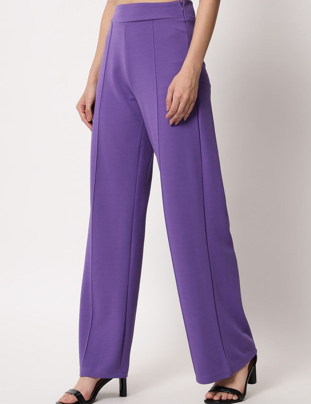 Kotty Women Pack Of 3 Relaxed Straight Leg Fit High-Rise Easy Wash Trousers