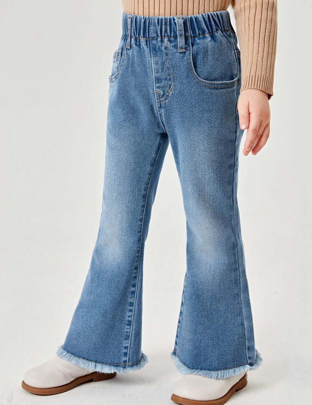 Kotty Girls Blue Jean Fit Bootcut Heavy Fade Stretchable Jeans