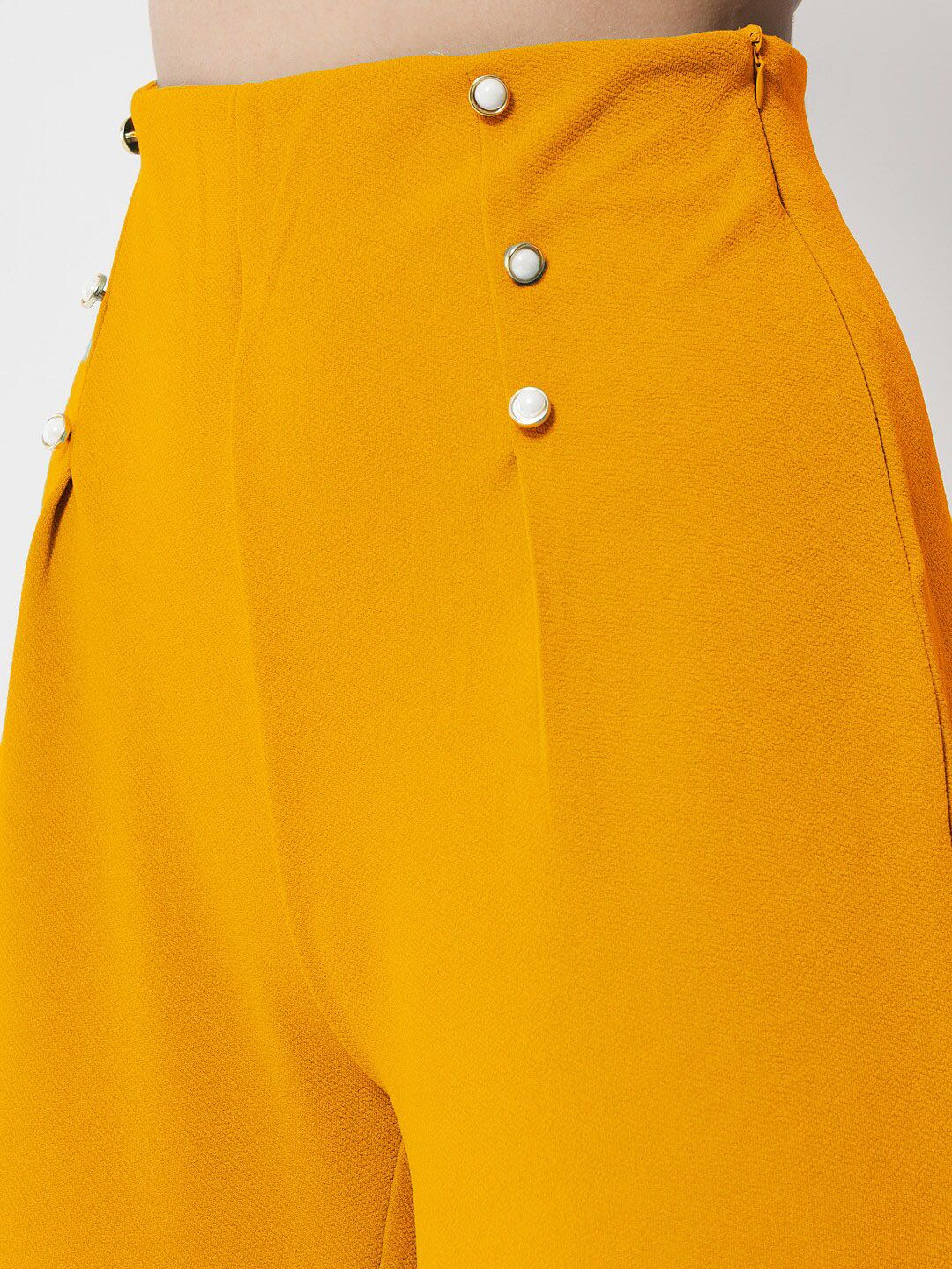 Kotty Women Yellow Relaxed Straight Fit High-Rise Easy Wash Trousers