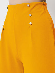 Kotty Women Yellow Relaxed Straight Fit High-Rise Easy Wash Trousers