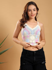 Kotty Ribbed Embroidered Corset Crop Top