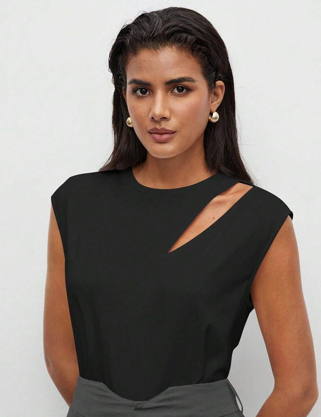 Kotty Black Cut Out Sleeveless Top