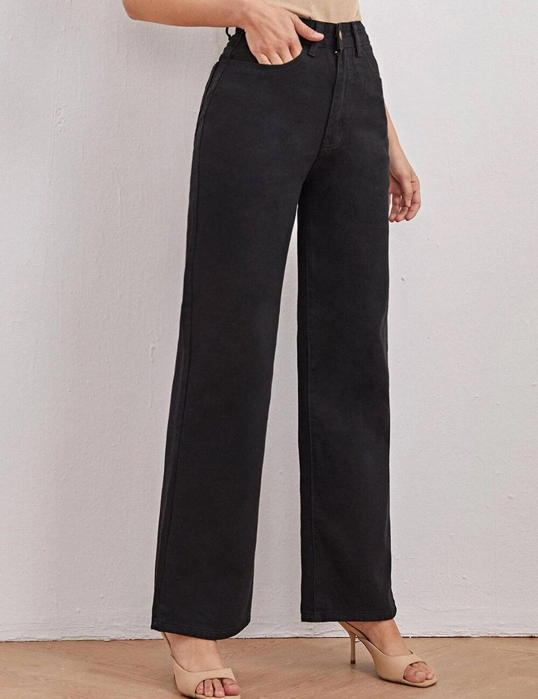 Kotty Women Black Jean Straight Fit High-Rise Stretchable Jeans