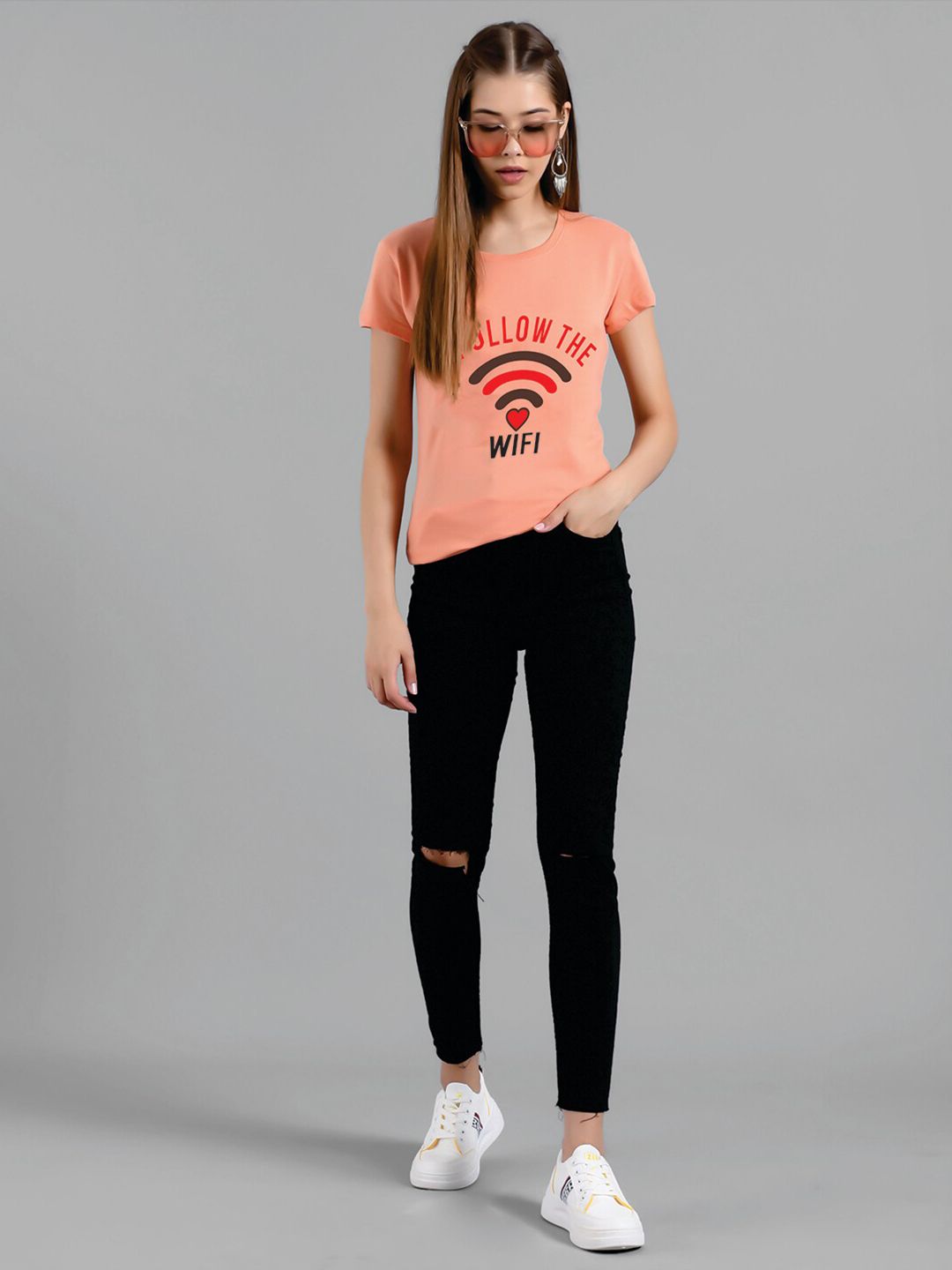 Kotty Typography Printed Round Neck T-shirt