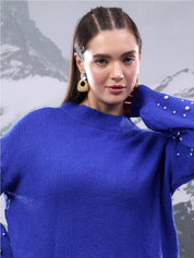 Kotty Women Ribbed Embellished Cotton Pullover