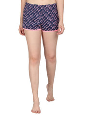 Kotty Women Printed Blue And Pink Lounge Shorts KTTSLEEPSHORTS204