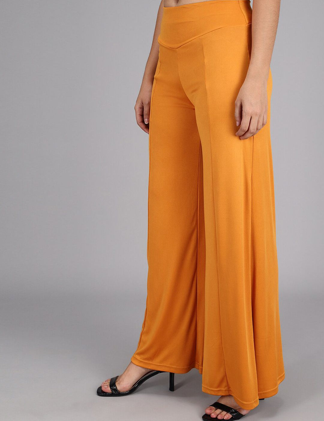 Kotty Women Yellow Flared High-Rise Parallel Trousers