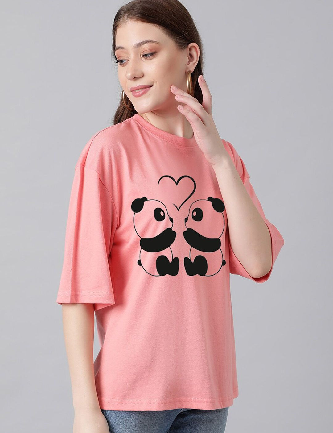 Kotty Graphic Printed Drop-Shoulder Sleeves Oversized T-shirt