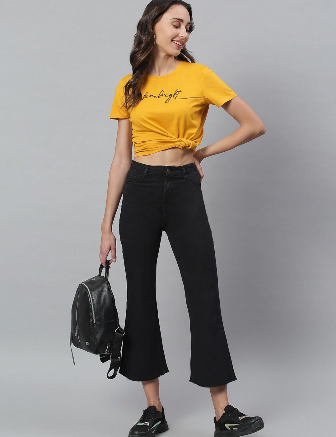 Kotty Women Black Bootcut High-Rise Clean Look Stretchable Jeans