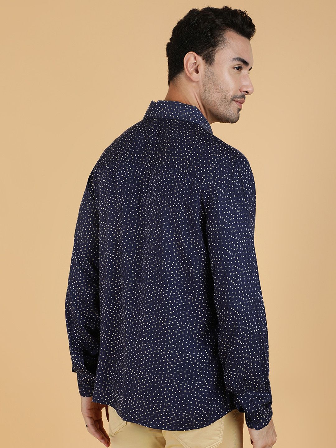 Kotty Men Relaxed Spread Collar Graphic Printed Cotton Casual Shirt