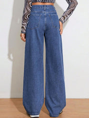 KOTTY Basics Women Blue Jean Wide Leg High-Rise Clean Look Stretchable Jeans