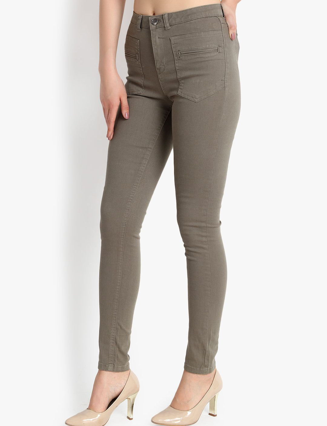 Kotty Women Taupe Skinny Fit High-Rise Clean Look Jeans